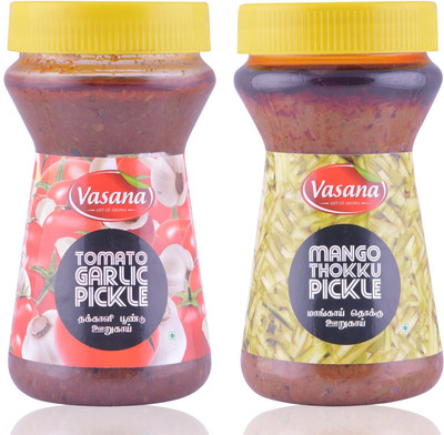 Vasana Tomato garlic pickle and Mango thokku pickle Garlic, Tomato Pickle(0.6 kg, Pack of2)
Vasana Tomato garlic pickle and Mango thokku pickle Garlic, Tomato Pickle(0.6 kg, Pack of2)