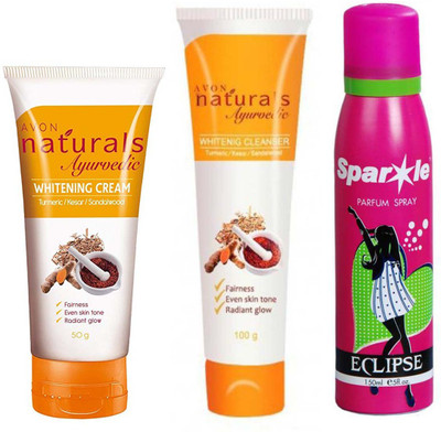 Avon Anew Ayurvedic Whitening Cleanser (100 ml) & one Ayurvedic Whitening Cream (50 g) With one sparkle perfume spray 150 ml(Set of 3)
Avon Anew Ayurvedic Whitening Cleanser (100 ml) & one Ayurvedic Whitening Cream (50 g) With one sparkle perfume spray 150 ml(Set of 3)