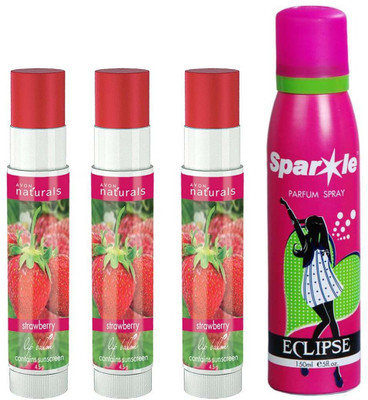 Avon Anew three Herbal Strawberry Lip Balm Berry-Flavour (4.5 g) With one sparkle perfume spray 150 ml(Set of 4)
Avon Anew three Herbal Strawberry Lip Balm Berry-Flavour (4.5 g) With one sparkle perfume spray 150 ml(Set of 4)