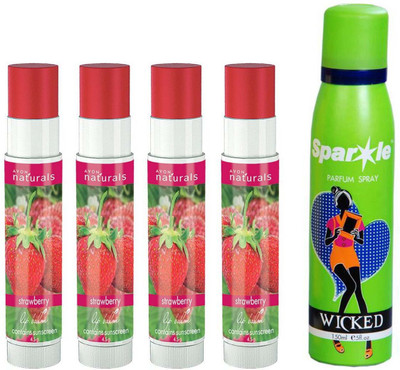 Avon Anew four Herbal Strawberry Lip Balm Berry-Flavour (4.5 g) With one sparkle perfume spray 150 ml(Set of 5)
Avon Anew four Herbal Strawberry Lip Balm Berry-Flavour (4.5 g) With one sparkle perfume spray 150 ml(Set of 5)