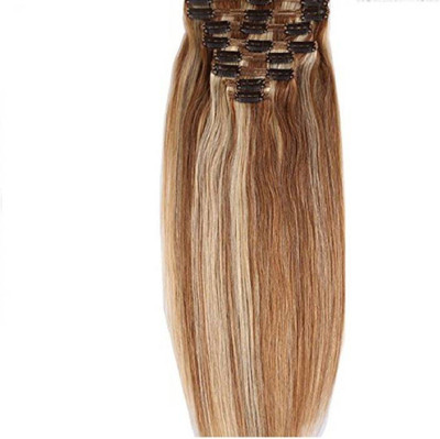 Fully 8 Pcs Real Human Extensions For Women & Girls 50 Grams (20 Inch, Golden Brown) Extension Hair Extension