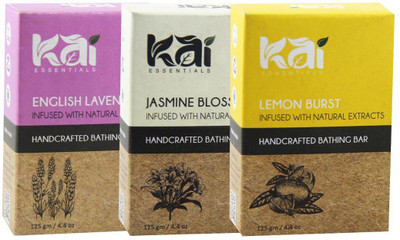 Kai Essentials English Lavender, Jasmine Blossom, Lemon Burst Bathing Bar(375 g, Pack of 3)
Kai Essentials English Lavender, Jasmine Blossom, Lemon Burst Bathing Bar(375 g, Pack of 3)