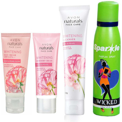 Avon Anew Naturals Rose and pearl powdery night cream (50 g) & Naturals Rose and pearl day cream SPF 15/PA++ (50 g) & Naturals Rose & Pearl Whitening Cleanser (100 g) With one sparkle perfume spray 150 ml(Set of 3)
Avon Anew Naturals Rose and pearl powdery night cream (50 g) & Naturals Rose and pearl day cream SPF 15/PA++ (50 g) & Naturals Rose & Pearl Whitening Cleanser (100 g) With one sparkle perfume spray 150 ml(Set of 3)