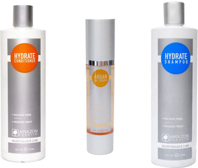 AMAZON KERATIN combo kit Hydrate shampoo and Conditioner with Argan oil Serum (Medium)(Set of 3)
AMAZON KERATIN combo kit Hydrate shampoo and Conditioner with Argan oil Serum (Medium)(Set of 3)