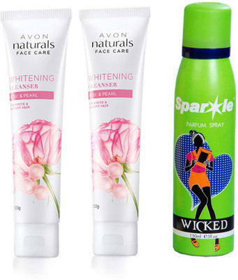 Avon Anew two Naturals Rose & Pearl Whitening Cleanser (100 g) With one sparkle perfume spray 150 ml(Set of 3)
Avon Anew two Naturals Rose & Pearl Whitening Cleanser (100 g) With one sparkle perfume spray 150 ml(Set of 3)