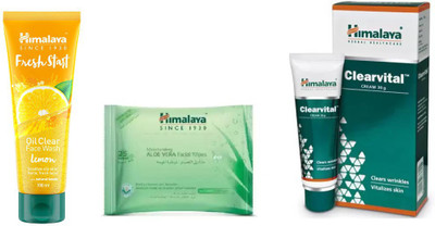 Himalaya fresh start oil clear lemon face wash, clearvital cream, moisturizing aloe vera facial wipes(Set of 3)
Himalaya fresh start oil clear lemon face wash, clearvital cream, moisturizing aloe vera facial wipes(Set of 3)