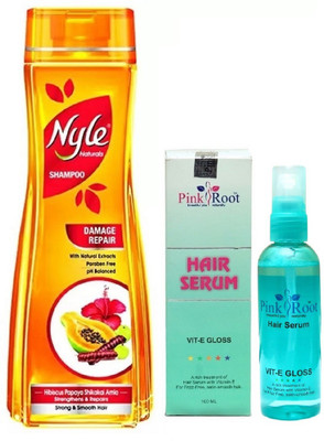 Pink Root Hair Serum 100ml, Nyle 180ml Damage Repair Shampoo(Set of 2)