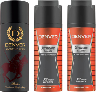Denver Sporting Club New Rider , Xtreme Blance Deodorant Body Spray - For Men(465 ml, Pack of 3)
Denver Sporting Club New Rider , Xtreme Blance Deodorant Body Spray - For Men(465 ml, Pack of 3)