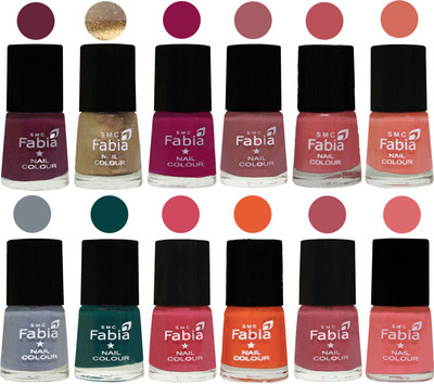 Fabia Matte Nail Polish Exclusive Combo Mulberry, Golden, Raspberry, Lip, Bazooka Joe, Light Peach, Wild Gray Yonder, Dark Green, Shock Pink, Sour Orange, Mauve Pink, Baby Pink(Pack of 12)
Fabia Matte Nail Polish Exclusive Combo Mulberry, Golden, Raspberry, Lip, Bazooka Joe, Light Peach, Wild Gray Yonder, Dark Green, Shock Pink, Sour Orange, Mauve Pink, Baby Pink(Pack of 12)
