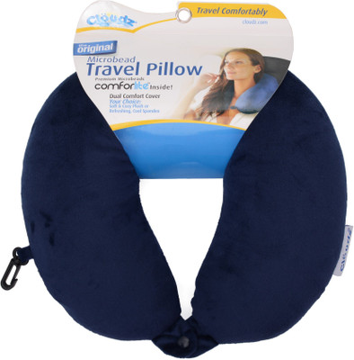 Cloudz Microbeads Travel Neck Pillow With Clip. (BlUE) Neck Pillow(BLUE)