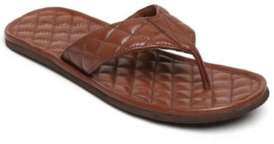 Bare Skin BARESKIN BROWN QUILTED LEATHER SLIPPER Flip Flops