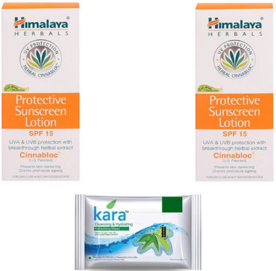 Himalaya sunscreen lotion, kara skin care wipes(Set of 3)