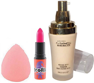 studio Sponge Puff,Mineralize Moisture SPF 15 Foundation Of Mac&Trolls Pink Shade Lipstick(Set of 3)
studio Sponge Puff,Mineralize Moisture SPF 15 Foundation Of Mac&Trolls Pink Shade Lipstick(Set of 3)