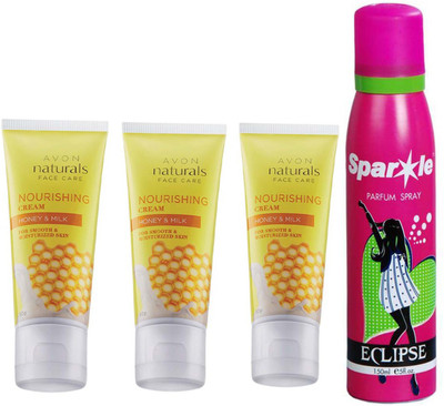 Avon Anew three NATURALS NURISHING HONEY & MILK CREAM (50 g) With one sparkle perfume spray 150 ml(Set of 4)
Avon Anew three NATURALS NURISHING HONEY & MILK CREAM (50 g) With one sparkle perfume spray 150 ml(Set of 4)