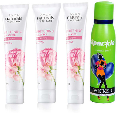 Avon Anew three Naturals Rose & Pearl Whitening Cleanser (100 g) With one sparkle perfume spray 150 ml(Set of 4)
Avon Anew three Naturals Rose & Pearl Whitening Cleanser (100 g) With one sparkle perfume spray 150 ml(Set of 4)