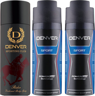 Denver Sporting Club New Rider & Sport Deodorant Body Spray - For Men(465 ml, Pack of 3)
Denver Sporting Club New Rider & Sport Deodorant Body Spray - For Men(465 ml, Pack of 3)