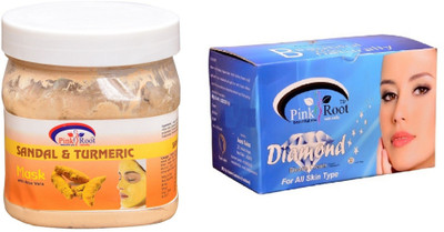 Pink Root Diamond Bleach 250gm, Sandal & Turmeric Mask 500ml(Set of 2)