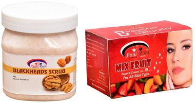 Pink Root Mix Fruit Bleach 250gm, Bleackheads Scrub 500ml(Set of 2)