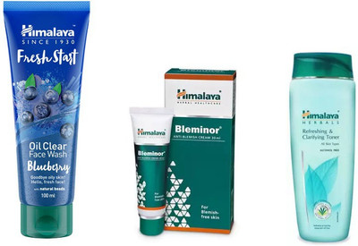 Himalaya fresh start oil clear blueberry face wash, refreshing clarifying toner, bleminor anti blemish cream(Set of 3)
Himalaya fresh start oil clear blueberry face wash, refreshing clarifying toner, bleminor anti blemish cream(Set of 3)