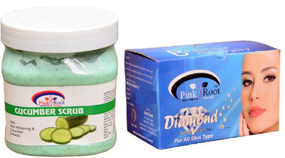 Pink Root Diamond Bleach 250gm, Cucumber Scrub 500ml(Set of 2)