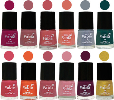 Fabia Exclusive Nail Polish Set of 12 pcs. Raspberry-Lip-Bazooka Joe-Light Peach-Wild Gray Yonder-Dark Green-Shock Pink-Sour Orange-Mauve Pink-Rose-Boysenberry-Matte Golden(Pack of 12)
Fabia Exclusive Nail Polish Set of 12 pcs. Raspberry-Lip-Bazooka Joe-Light Peach-Wild Gray Yonder-Dark Green-Shock Pink-Sour Orange-Mauve Pink-Rose-Boysenberry-Matte Golden(Pack of 12)