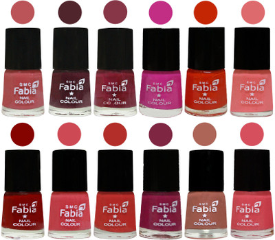 Fabia Exclusive Nail Polish Set of 12 pcs. Peach-Wine-Wine Red-Pink Pink-Fire Orange-Baby Pink-Bold Red-Strawberry-Candy Orange-Dark Magenta-coral-Punch Pink(Pack of 12)
Fabia Exclusive Nail Polish Set of 12 pcs. Peach-Wine-Wine Red-Pink Pink-Fire Orange-Baby Pink-Bold Red-Strawberry-Candy Orange-Dark Magenta-coral-Punch Pink(Pack of 12)
