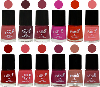 Fabia Exclusive Nail Polish Set of 12 pcs. Peach-Wine-Wine Red-Pink Pink-Fire Orange-Baby Pink-Bold Red-Strawberry-Candy Orange-Dark Magenta-coral-Dark Nude(Pack of 12)
Fabia Exclusive Nail Polish Set of 12 pcs. Peach-Wine-Wine Red-Pink Pink-Fire Orange-Baby Pink-Bold Red-Strawberry-Candy Orange-Dark Magenta-coral-Dark Nude(Pack of 12)
