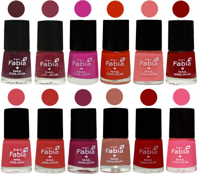 Fabia Exclusive Nail Polish Set of 12 pcs. Wine-Wine Red-Pink Pink-Fire Orange-Baby Pink-Bold Red-Strawberry-Candy Orange-Dark Magenta-coral-Red-Shock Pink Light(Pack of 12)
Fabia Exclusive Nail Polish Set of 12 pcs. Wine-Wine Red-Pink Pink-Fire Orange-Baby Pink-Bold Red-Strawberry-Candy Orange-Dark Magenta-coral-Red-Shock Pink Light(Pack of 12)