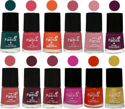 Fabia Exclusive Nail Polish Set of 12 pcs. Dark Green-Shock Pink-Sour Orange-Mauve Pink-Rose-Boysenberry-Peach-Wine-Wine Red-Pink Pink-Fire Orange-Matte Golden(Pack of 12)
Fabia Exclusive Nail Polish Set of 12 pcs. Dark Green-Shock Pink-Sour Orange-Mauve Pink-Rose-Boysenberry-Peach-Wine-Wine Red-Pink Pink-Fire Orange-Matte Golden(Pack of 12)