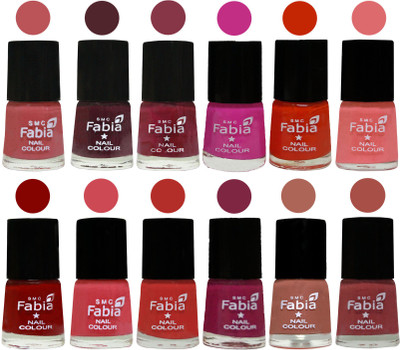 Fabia Exclusive Nail Polish Set of 12 pcs. Peach-Wine-Wine Red-Pink Pink-Fire Orange-Baby Pink-Bold Red-Strawberry-Candy Orange-Dark Magenta-coral-Dark Peach(Pack of 12)
Fabia Exclusive Nail Polish Set of 12 pcs. Peach-Wine-Wine Red-Pink Pink-Fire Orange-Baby Pink-Bold Red-Strawberry-Candy Orange-Dark Magenta-coral-Dark Peach(Pack of 12)