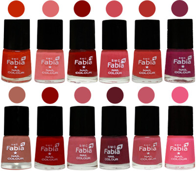 Fabia Exclusive Nail Polish Set of 12 pcs. Fire Orange-Baby Pink-Bold Red-Strawberry-Candy Orange-Dark Magenta-coral-Red-Coral Pink -Jam-Light Pink-Shock Pink Light(Pack of 12)
Fabia Exclusive Nail Polish Set of 12 pcs. Fire Orange-Baby Pink-Bold Red-Strawberry-Candy Orange-Dark Magenta-coral-Red-Coral Pink -Jam-Light Pink-Shock Pink Light(Pack of 12)