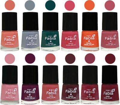 Fabia Exclusive Nail Polish Set of 12 pcs. Light Peach-Wild Gray Yonder-Dark Green-Shock Pink-Sour Orange-Mauve Pink-Rose-Boysenberry-Peach-Wine-Wine Red-Jam(Pack of 12)
Fabia Exclusive Nail Polish Set of 12 pcs. Light Peach-Wild Gray Yonder-Dark Green-Shock Pink-Sour Orange-Mauve Pink-Rose-Boysenberry-Peach-Wine-Wine Red-Jam(Pack of 12)
