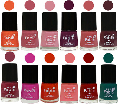 Fabia Exclusive Nail Polish Set of 12 pcs. Sour Orange-Mauve Pink-Rose-Boysenberry-Peach-Wine-Wine Red-Pink Pink-Fire Orange-Baby Pink-Bold Red-Pine Green(Pack of 12)
Fabia Exclusive Nail Polish Set of 12 pcs. Sour Orange-Mauve Pink-Rose-Boysenberry-Peach-Wine-Wine Red-Pink Pink-Fire Orange-Baby Pink-Bold Red-Pine Green(Pack of 12)