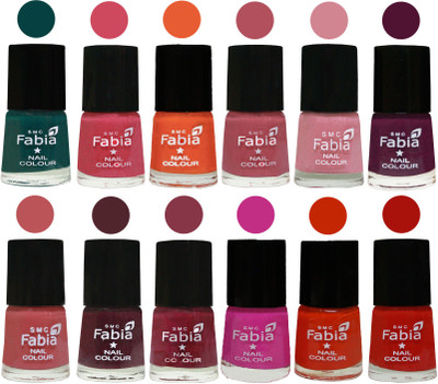 Fabia Exclusive Nail Polish Set of 12 pcs. Dark Green-Shock Pink-Sour Orange-Mauve Pink-Rose-Boysenberry-Peach-Wine-Wine Red-Pink Pink-Fire Orange-Reddish Red(Pack of 12)
Fabia Exclusive Nail Polish Set of 12 pcs. Dark Green-Shock Pink-Sour Orange-Mauve Pink-Rose-Boysenberry-Peach-Wine-Wine Red-Pink Pink-Fire Orange-Reddish Red(Pack of 12)