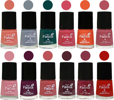 Fabia Exclusive Nail Polish Set of 12 pcs. Light Peach-Wild Gray Yonder-Dark Green-Shock Pink-Sour Orange-Mauve Pink-Rose-Boysenberry-Peach-Wine-Wine Red-Reddish Red(Pack of 12)
Fabia Exclusive Nail Polish Set of 12 pcs. Light Peach-Wild Gray Yonder-Dark Green-Shock Pink-Sour Orange-Mauve Pink-Rose-Boysenberry-Peach-Wine-Wine Red-Reddish Red(Pack of 12)