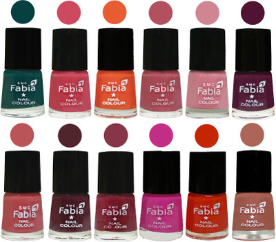 Fabia Exclusive Nail Polish Set of 12 pcs. Dark Green-Shock Pink-Sour Orange-Mauve Pink-Rose-Boysenberry-Peach-Wine-Wine Red-Pink Pink-Fire Orange-coral(Pack of 12)
Fabia Exclusive Nail Polish Set of 12 pcs. Dark Green-Shock Pink-Sour Orange-Mauve Pink-Rose-Boysenberry-Peach-Wine-Wine Red-Pink Pink-Fire Orange-coral(Pack of 12)