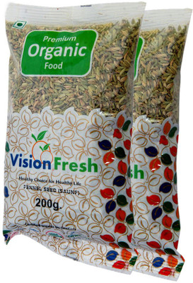 Vision Fresh Organic Fennel Seed (Saunf) - 400 grm - Pack of 2 (200 Gram Each)(2 x 200 g)
Vision Fresh Organic Fennel Seed (Saunf) - 400 grm - Pack of 2 (200 Gram Each)(2 x 200 g)