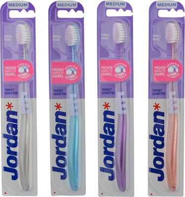 Jordan Target Sensitive Toothbrush Medium Bristles Latest Design BPA Free Imported Brush gentle to Teeth & Gems. Made in Malaysia (Random Color) Pack of 4 Medium Toothbrush(Pack of 4)
Jordan Target Sensitive Toothbrush Medium Bristles Latest Design BPA Free Imported Brush gentle to Teeth & Gems. Made in Malaysia (Random Color) Pack of 4 Medium Toothbrush(Pack of 4)