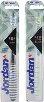 Jordan Individual Clean Toothbrush Medium Bristles Latest Design BPA Free Imported Brush gentle to Teeth & Gems. Made in Malaysia (Random Color) Pack of 2 Medium Toothbrush(Pack of 2)
Jordan Individual Clean Toothbrush Medium Bristles Latest Design BPA Free Imported Brush gentle to Teeth & Gems. Made in Malaysia (Random Color) Pack of 2 Medium Toothbrush(Pack of 2)