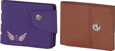 Martell Men Purple Artificial Leather Wallet(2 Card Slots), Brown