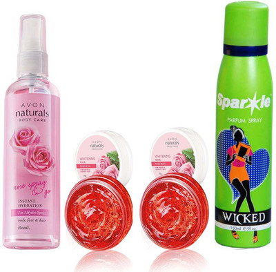 Avon Anew Naturals Rose 3 in 1 Spray (150 ml) & two Natural Face care Whitening Mask -Rose Petal (75 g) With one sparkle perfume spray 150 ml(Set of 4)
Avon Anew Naturals Rose 3 in 1 Spray (150 ml) & two Natural Face care Whitening Mask -Rose Petal (75 g) With one sparkle perfume spray 150 ml(Set of 4)