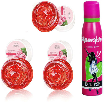 Avon Anew three Natural Face care Whitening Mask -Rose Petal (75 g) With one sparkle perfume spray 150 ml(Set of 4)
Avon Anew three Natural Face care Whitening Mask -Rose Petal (75 g) With one sparkle perfume spray 150 ml(Set of 4)
