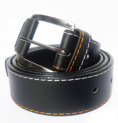 FEMINA09 Boys Black Genuine Leather Belt, Wood black genuine leather