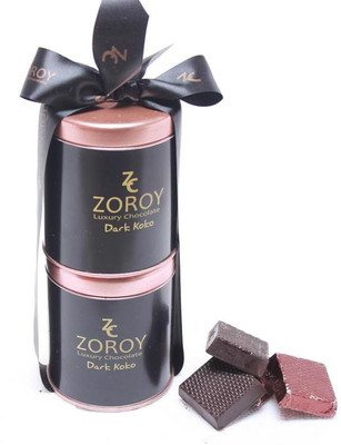 Zoroy Luxury Chocolate Twin set of 2 Dark chocolate Tins Fudges(240 g)