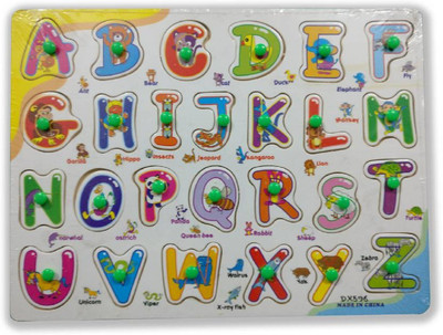 SHRIBOSSJI WOODEN PUZZLE ALPHABET A TO Z CAPITAL LETTER BOARD(Multicolor)