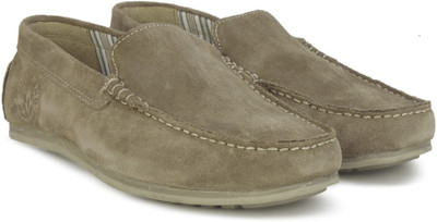 Woodland Leather Loafers For Men(Olive, Dirty brown