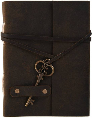 MAKENSTYLECOLLECTION A5 Diary(Handmade Diary with leather Cover, Black, Gery)