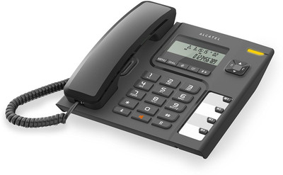 Alcatel T-56 Black corded landline phone with caller id and handsfree function supported by date/time display & 4 direct 10 two touch memories. Corded Landline Phone(Black)
Alcatel T-56 Black corded landline phone with caller id and handsfree function supported by date/time display & 4 direct 10 two touch memories. Corded Landline Phone(Black)