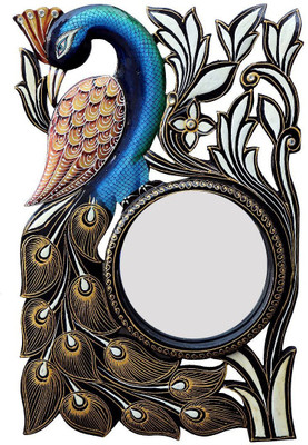 Dhawan 12 x 18 Peacock on Branch Mirror Decorative Mirror(Decorative)
