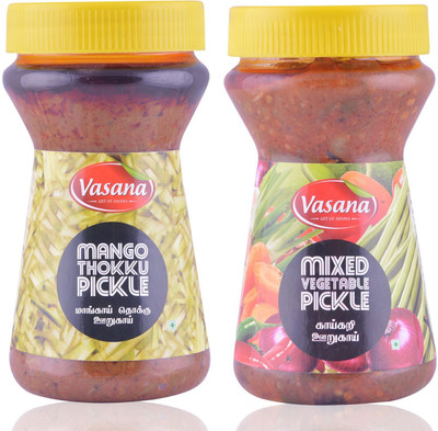 Vasana Mango Thokku Pickle and Mixed Veg pickle Combo Mango, Mixed Vegetable Pickle(600 g, Pack of2)
Vasana Mango Thokku Pickle and Mixed Veg pickle Combo Mango, Mixed Vegetable Pickle(600 g, Pack of2)